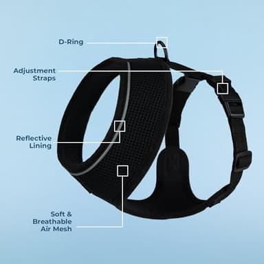 Best Pet Supplies Voyager Mesh Dog Breathable Harness Reflective Stitching, All Weather Adjustable for Walking Training, or Running - Heavy Duty & Durable, 220 Style (Black), S - Image 3