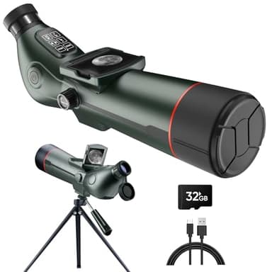 Digital Spotting Scope with Screen Portable Auto-Focus Electronic 4K Smart Telescope with Tripod 32GB SD Card and Carrying Bag for Stargazing Bird Watching, Wildlife Viewing Hunting Green - Image 1
