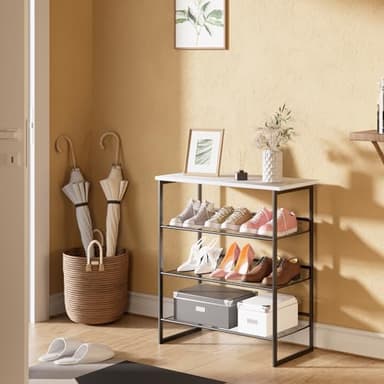 Garden 4 you 4 Tiers White Marble Shoe Rack,Freestanding Organizer Multi-Purpose Adjustable Flat and Slant Storage Rack Shoe Shelf, High Heels Potted Plant for Entryway Hallway Living Room Closet - Image 6