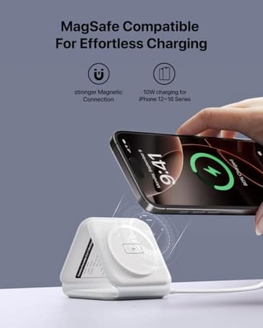 3-in-1-Wireless-Charger-for-Magsafe-for iPhone 16, Apple Watch S10, AirPods 4, Foldable-Travel-Charging-Station with Evolved Pro Magnetic Pad, Portable Essentials (Black) - Image 3
