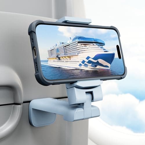 Klearlook 4 in 1 Adjustable Phone Stand - 360 Rotation Handsfree Viewing Flight Phone Holder, Foldable Travel Essentials, Accessory for Home/Office - Blue - Image 1
