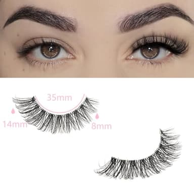 FARRED Cat Eye Lashes Natural Eyelashes Short Wispy Lash Strips Volume False Eyelash Cateye Medium Length Fake Lashes Natural Looking Hybrid Clusters Full Strip Lashes (A1 | 8-14MM) - Image 2