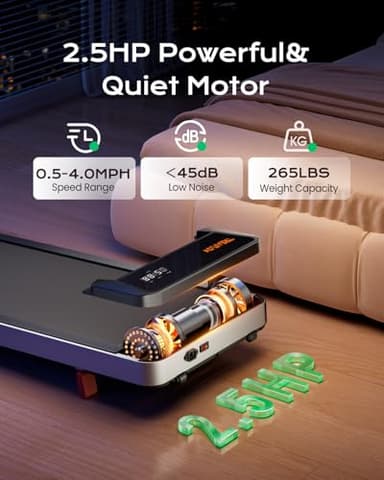 TREAFLOW Walking Pad,Treadmill with Incline for Home Office, 2.5HP Portable Under Desk Treadmill with 265 Lbs Capacity,Remote Control - Image 3