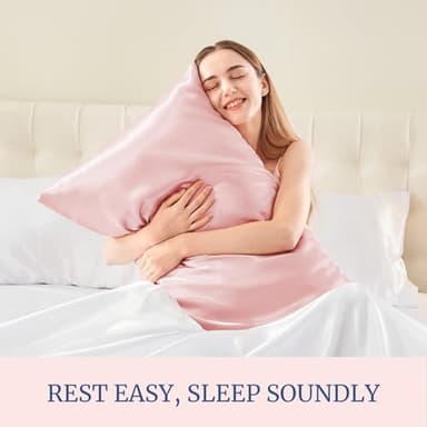 BEDELITE Satin Pillowcase for Hair and Skin, Super Soft and Cooling Similar to Silk Pillow Cases 2 Pack with Envelope Closure, Gift for Women Men(20"x26" Standard Size, Pink) - Image 5