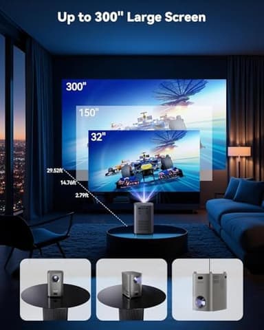 One-Button Focus] Projector with WiFi and Bluetooth, 4K Outdoor Projector with Carry Bag, Portable Movie Projector with Zoom Function, Home Theater Projector for Phone/TV Stick/PC - Image 6