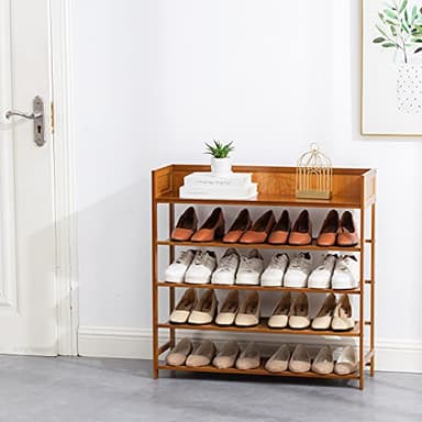 Suwoic Bamboo Shoe Rack Organizer, 5 Tier Shoe Shelf Storage Organizer, for Entryway, Hallway, and Closet (Brown-31.5) - Image 2