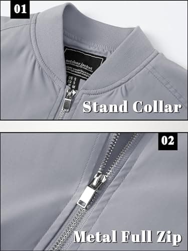 TACVASEN Jackets for Men Lightweight Bomber Jackets for Men Jackets Men's Casual Jacket Outdoor Windbreaker Lightweight Bomber Jacket - Image 5