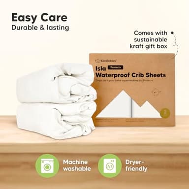 2-Pack Waterproof Baby Crib Sheets for Boys, Girls - 52x28 Viscose Derived from Bamboo Toddler Bed Sheet Neutral, Fitted Crib Mattress Protector Cover for Baby Bedding, Soft & Gentle (Soft White) - Image 8