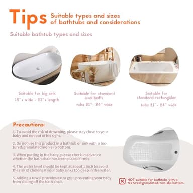 BabyBond Baby Bath Seat with Sitting & Lying 2 Modes, 3-Speed Adjustment, Powerful Suction Cups, Infant Bathtub Chair with Soft and Comfortable Towel, Folding and Hanging - Image 7