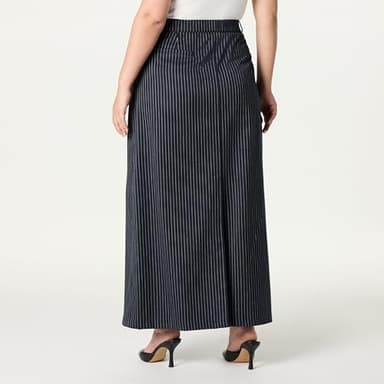 The Drop Women’s Denis Woven Long Column Skirt, Navy Pinstripe, L - Image 6