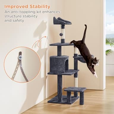 Yaheetech 57in Tall Cat Tree, Multi-Level Cat Tower W/Extended Platform, Padded Perch, Scratching Posts, Ball, for Indoor Large Cat Kitty as Pet Play House Activity Center - Image 7