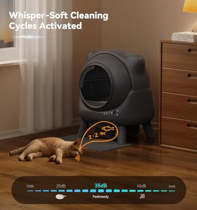 Self Cleaning Litter Box, Automatic Litter Box, FEELNEEDY Odor Control Robot, Cat Ears Design, 65L APP Real-Time Monitor, Cat Litter-Boxs for Multiple Cats, Safety Sensors, with 1 Trash Bag - Image 6