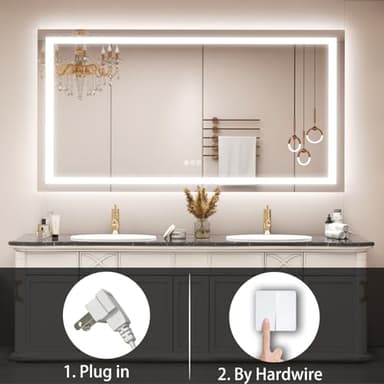ODDSAN 66x36 LED Lighted Mirror for Bathroom Wall Mounted, Dimmable Vanity Mirror with Lights, Anti-Fog, ETL Listed (Backlit and Front Lighted) - Image 5