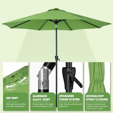 Tempera 10ft Patio Market Outdoor Table Umbrella with Push Button Tilt and Crank,Large Sun Umbrella with Sturdy Pole&Fade Resistant Canopy,Easy to Set,Green - Image 3