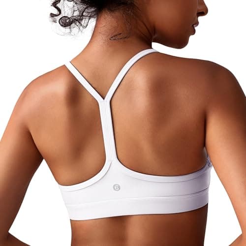 BAYDI Clouduxi Y Back Sports Bras for Women-Padded Racerback Low Impact Spaghetti Thin Strap Workout Yoga Crop Tops White - Image 1