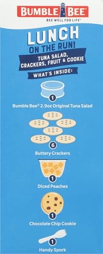 Bumble Bee Lunch On The Run Tuna Salad with Crackers Kit, 8.2 oz (Pack of 4) - Ready to Eat, Includes Crackers, Cookie & Peaches - Wild Caught Tuna - Shelf Stable & Convenient Source of Protein - Image 7