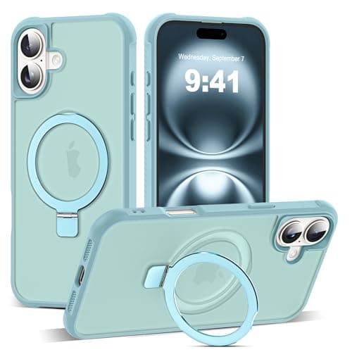 SKYLMW Compatible with iPhone 16 Plus Case with Invisible Magnetic O-Ring Stand Military-Grade Translucent Case for iPhone 16 Plus 6.7" [Compatible with Mag-Safe][Great Grip Feeling], Blue - Image 1