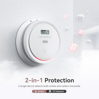 Wi-Fi Smoke Detector Carbon Monoxide Detector Combo with App Notifications, Smart Smoke and Carbon Monoxide Detector with LCD Display & Replaceable Battery, Compatible with Tuya Smart - Image 5