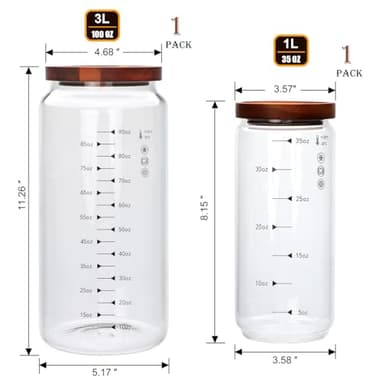 Datttcc 100 oz Glass Storage jars with Airtight Lids, Cereal Containers Storage,Large Glass Storage Jars for Pantry Organizationfor Flour, Coffee Beans, Rice, Tea, Biscuits, Sweets, Wedding, Pack of 2 - Image 2