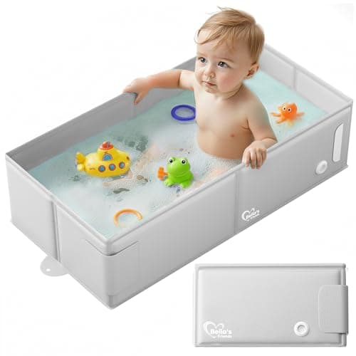 Bella’s Friends Baby Collapsible Bathtub, Travel Bath Tub for Baby, Foldable and Portable, Easy Storage, Reinforced Structure, Lightweight, Travel Essentials for 6M-3Y Infant Toddler, Gray - Image 1