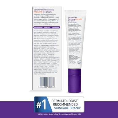 CeraVe Skin Renewing Vitamin C Eye Cream, Vitamin C, Hyaluronic Acid, Ceramides & Caffeine, Under Eye Cream For Dark Circles and Puffiness, Fragrance Free & Ophthalmologist Tested, 0.5 Fl. Oz - Image 7