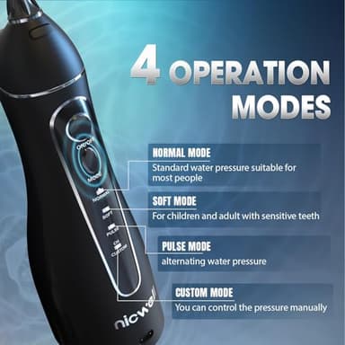 Nicwell Water Dental Flosser Teeth Pick - Cordless Portable 4 Modes Rechargeable Flossers Oral Irrigator IPX7 Waterproof Travel Gum Floss Cleaner Deep Cleaning Flossing Picks for Home Daily Shower - Image 3