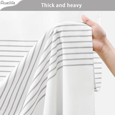 Awellife Boho Gray Shower Curtain for Bathroom Stripe Tassel Shower Curtain 60 X 72 Inches Farmhouse Cotton Grey - Image 3