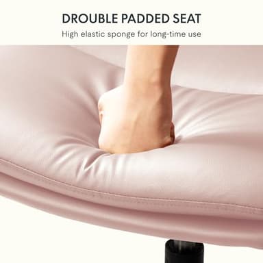 FLEXISPOT Cross Legged Office Chair for Vanity Desk Criss Cross Chair with Wheels Vanity Chair Armless Home Office Desk Chair Comfy Wide Seat Cushion(Pink) - Image 3