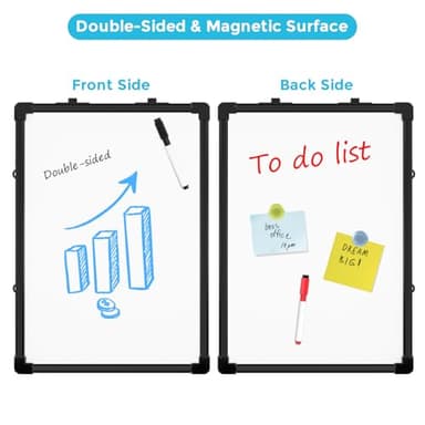 MaxGear Dry Erase Board Double-Sided, 14"x11" Mini Hanging Whiteboard, Small White Board with 2 Dry Erase Markers, Portable for Students - Planning, Drawing, Memo, to Do List, Black Frame - Image 5
