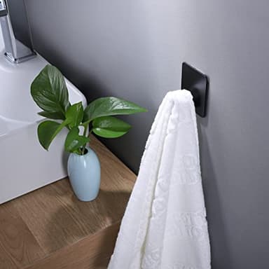 DELITON Adhesive Hooks - 4 Pack Towel/Coat Hooks Wall Hook Stick on Bathroom or Kitchen (Matte Black, Stainless Steel) - Image 3