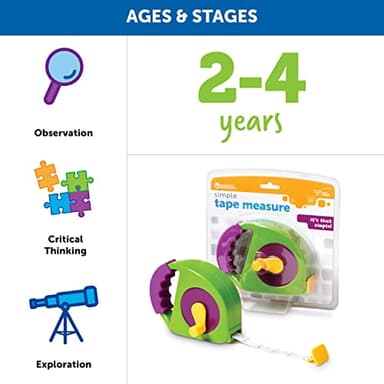 Learning Resources Simple Tape Measure, Ages 3+, Retractable Toy Tape Measure, Measures 4 Feet, Construction Toy for Kids,Back to School - Image 6