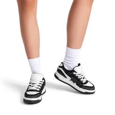 DREAM PAIRS Women's Sneakers Walking Lace-Up Comfortable Casual Rube Flat Low-Top Fashion Sneakers Shoes.,Size 9,Black,SDFN2437W - Image 8