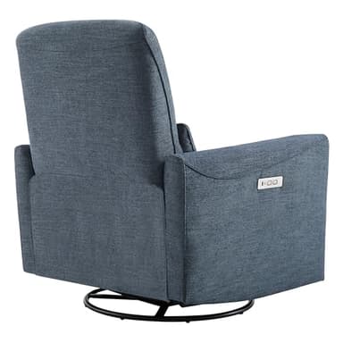 CHITA Power Recliner Chair Swivel Glider, FSC Certified Upholstered Fabric Living Room Nursery Reclining Sofa Chair with Lumbar Support, Ink Blue - Image 8