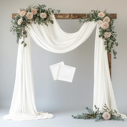Xiomot Wedding Arch Draping Fabric 2 Panels 28.7" x 20FT Ivory Sheer Chiffon Backdrop Drapes for Wedding Ceremony Birthday Party Bridal Shower Outdoor Decoration - Image 1