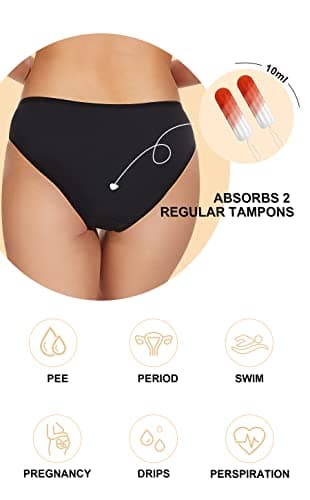 OVRUNS Period Swimwear Leakproof Bikini Brief Bottoms Waterproof Menstrual Swim Bottoms for Teens, Girls, Women Black II XS - Image 2