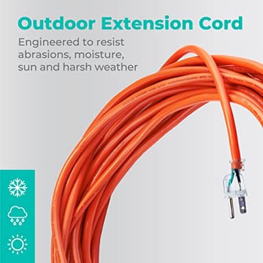 KMC 50ft 16AWG Outdoor Extension Cord, SJTW 16/3 Lighted Power Cord, Bright Orange, ETL Certified (50ft/15.24m) - Image 2