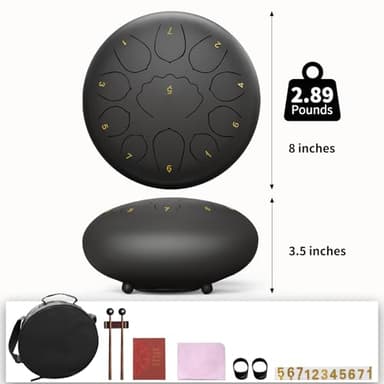 Rain Drum for Outside Garden, 8 Inches 11 Notes Steel Tongue Drum, Outside Garden Rain Chime, Chakra Drum for Rain (Black) - Image 5