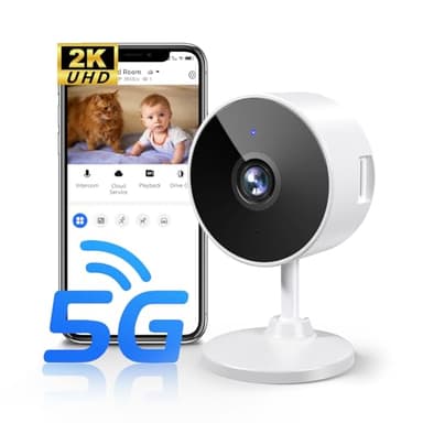 [5G & 2.4G] 2K Indoor Security Cameras for Home Security, AI Voice Change for 2-Way Talk, Motion Detection, Night Vision, 24/7 SD Recording/Cloud Storage, Baby Monitor/Dog/Pet Camera with Phone App - Image 1