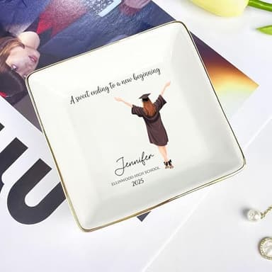 IZI POD Personalized Graduation Jewelry Dish, A Sweet Ending to a New Beginning, Graduation Senior Class of 2025, Gifts for Her, Women, Best Friends /1 - Image 5