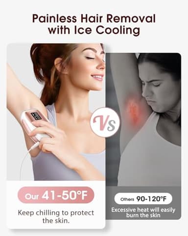 LYSMOSKI Laser Hair Removal, IPL Hair Removal with Ice-Cooling System for Painless & Long-Lasting Result, Safe At-Home Hair Remover Device for Armpits Back Legs Arms Face Bikini Line, Rose Gold - Image 3