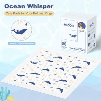 MIZOK Puppy Pads, 22"x22" Dolphin Print Dog Pee Pads with Adhesive Tabs, 6-Layer Leak-Proof Super Absorbent, Quick-Dry Disposable (50 Count) - Image 5
