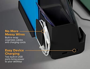 Bostitch Office Konnect Desk Organizer and Charging Station, 2 USB Ports & 2 Plugs, Charges Phones & Tablets, Pencil Cup, 4-Piece Design, Black - Image 4