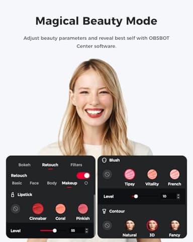 OBSBOT Meet 2-4K Webcam for PC with 1/2" Sensor, AI Framing & Autofocus, Beauty Mode, Lightweight, Gesture Control, HDR, Dual Microphone, 60 FPS, Web Cam for Streaming, Meeting, Gaming. (Space Grey) - Image 7
