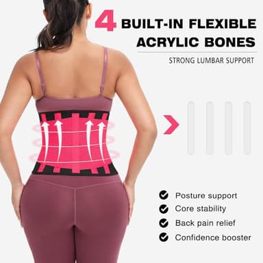 VENUZOR Waist Trainer Belt for Women - Waist Cincher Trimmer - Slimming Body Shaper Belt - Sport Girdle Belt (UP Graded)(Hot Pink,Small) - Image 6