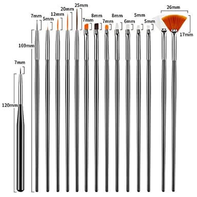 Artdone 31pcs Nail Art Brushes, Nail Art Tool Set, Dotting Tools, Dust Brush,Striping Brushes for Long Lines, Drawing Pen For Gel Polish Design supply - Image 2