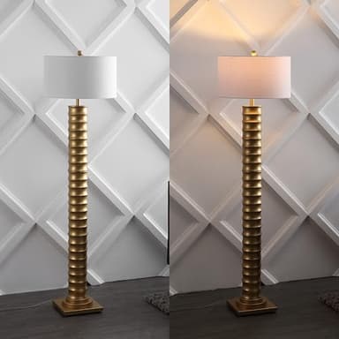 JONATHAN Y JYL4032A Serena 63" Metal LED Floor Lamp, Contemporary, Modern, Art Deco Style, Office, Elegant, Living Room, Family Room, Dining Room, Bedroom, Hallway, Foyer, Gold Leaf - Image 5