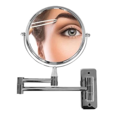 Danielle Creations 8-Inch Double-Sided Wall Mounted Adjustable Height Makeup Mirror, 10x Magnification - Image 1