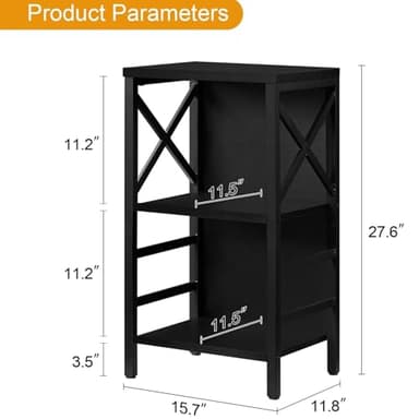 MNEETRUNG Small Bookshelf,3 Tier Industrial Bookcase with Metal Frame and Backboard,Low Black Book Shelf,Book case for Small Spaces,Living Room,Bedroom and Home Office - Image 3