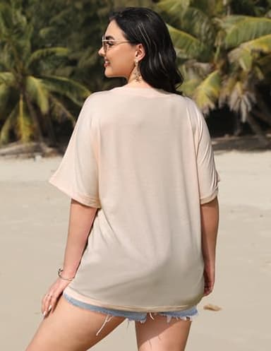 IN'VOLAND Womens Short Sleeve Oversized Tops Summer Crew Neck Loose Casual Tee T-Shirt - Image 4