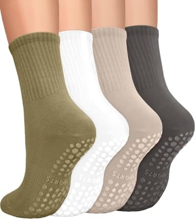 yeuG Non Slip Pilates Socks with Grips for Women, Grip Socks for Yoga Ballet Barefoot Workout Anti Skid Athletic Socks - Image 1